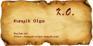 Kunyik Olga névjegykártya